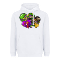 White mardi gras hearts Heavyweight Hoodie - CowGirlArtShop