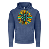 Vintage Denim turquoise leopard sunflower Vintage Hoodie - Jasminsmagicworld