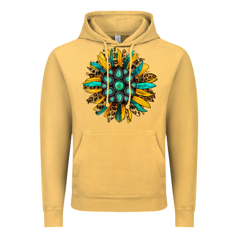 Turquoise Leopard Sunflower Vintage Hoodie by Jasminsmagicworld | Teevron