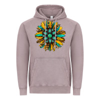 Vintage Zinc turquoise leopard sunflower Vintage Hoodie - Jasminsmagicworld