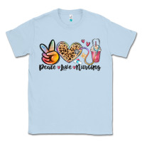 Dusty Blue peace love nursing Classic Tee - MaliasSmallBusiness