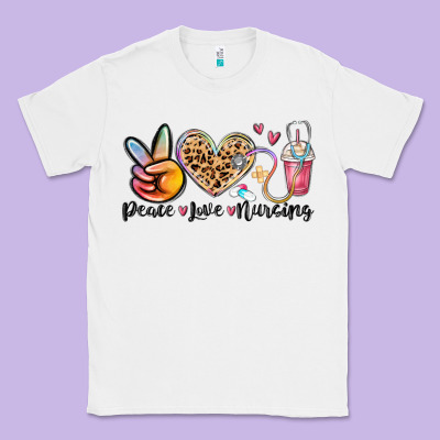 Peace Love Nursing Classic Tee Designed By Maliassmallbusiness