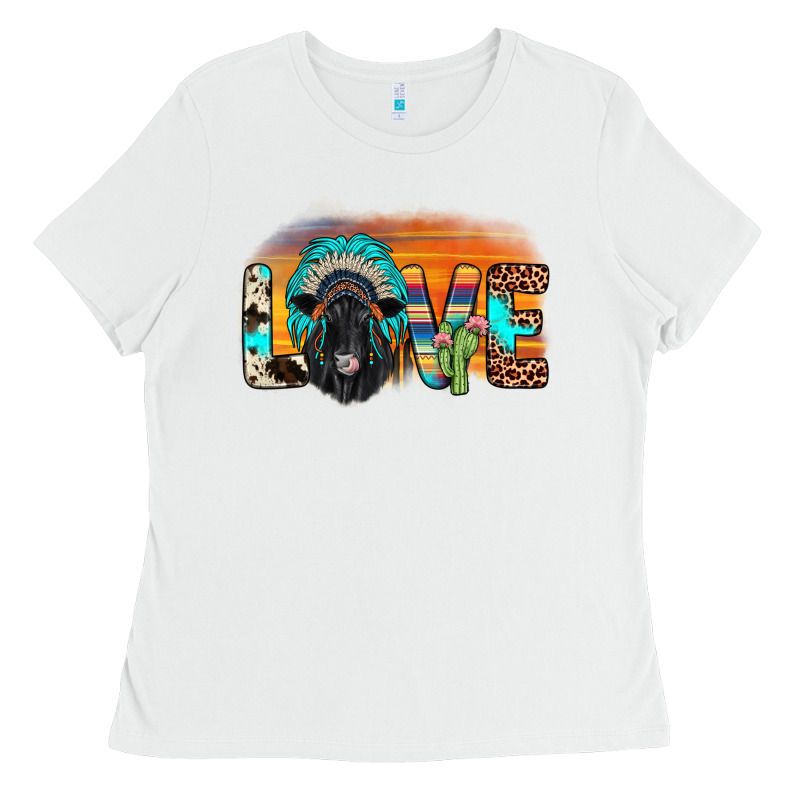 Love Black Angus Indian Headdress Ladies Tee by JahusDesignShop | Teevron