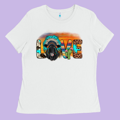 Love Black Angus Indian Headdress Ladies Tee Designed By Jahusdesignshop