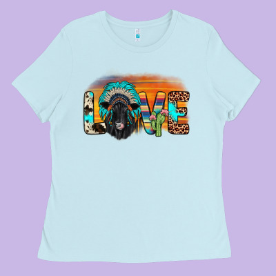 Love Black Angus Indian Headdress Ladies Tee Designed By Jahusdesignshop