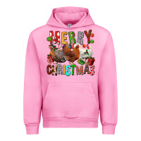 Fuchsia Pink Merry christmas chickens Urban Hoodie - FaDigitalArtStudio