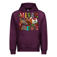 Mauve Wine Merry christmas chickens Urban Hoodie - FaDigitalArtStudio