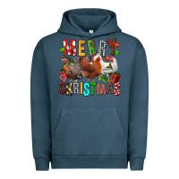 Pigment Midnight Navy Merry christmas chickens Urban Hoodie - FaDigitalArtStudio