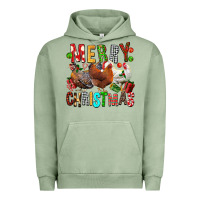 Pigment Oil Green Merry christmas chickens Urban Hoodie - FaDigitalArtStudio
