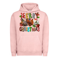 Pigment Salmon Merry christmas chickens Urban Hoodie - FaDigitalArtStudio