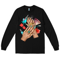 Black Western Nail Art With Nail Material Bbs Long Sleeve Tee - BundleAndBundleShop