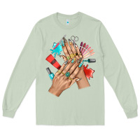 Matcha Western Nail Art With Nail Material Bbs Long Sleeve Tee - BundleAndBundleShop