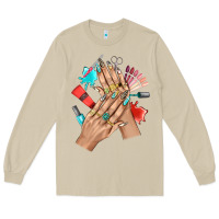 Mushroom Western Nail Art With Nail Material Bbs Long Sleeve Tee - BundleAndBundleShop