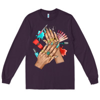 Plum Western Nail Art With Nail Material Bbs Long Sleeve Tee - BundleAndBundleShop