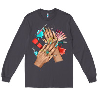 Smoke Western Nail Art With Nail Material Bbs Long Sleeve Tee - BundleAndBundleShop
