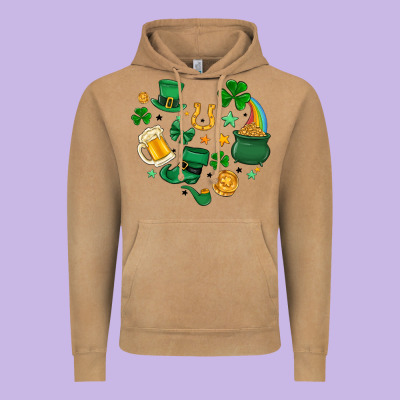 St. Patrick Heart Doodle Vintage Hoodie Designed By Maliassmallbusiness