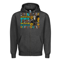 Charcoal Heather Living Life Somewhere Between Jesus Zipper Hoodie - texasbilliewilder