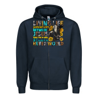 Navy Living Life Somewhere Between Jesus Zipper Hoodie - texasbilliewilder
