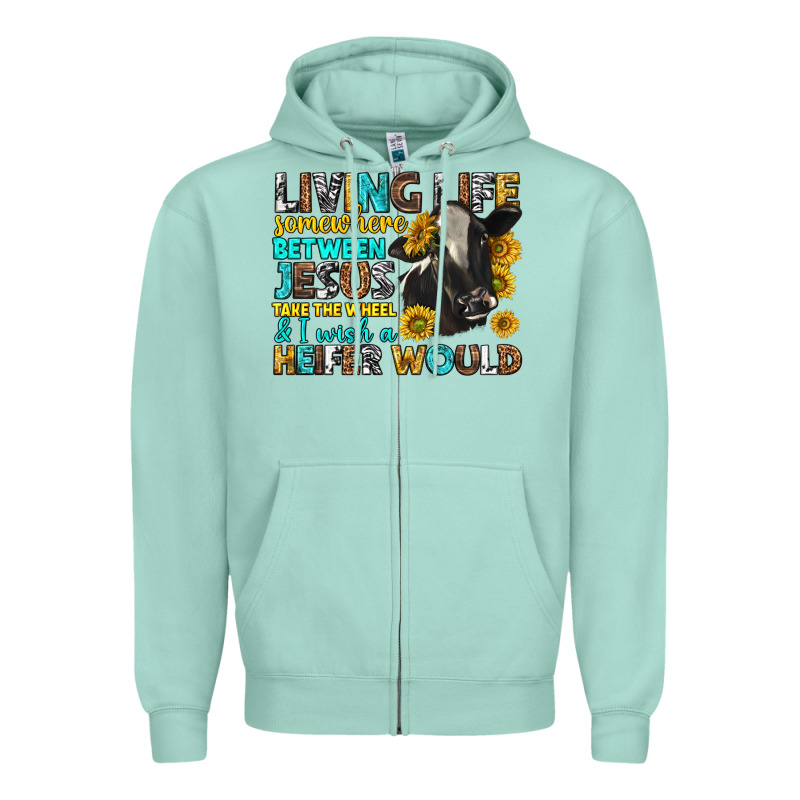 Living Life Somewhere Between Jesus Zipper Hoodie by texasbilliewilder | Teevron