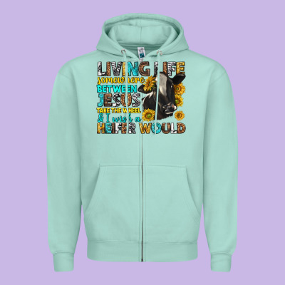 Living Life Somewhere Between Jesus Zipper Hoodie Designed By Texasbilliewilder