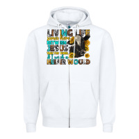 White Living Life Somewhere Between Jesus Zipper Hoodie - texasbilliewilder