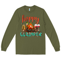 Army Green Happy Glamper Camp Long Sleeve Tee - BundleAndBundleShop