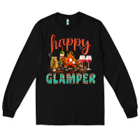 Black Happy Glamper Camp Long Sleeve Tee - BundleAndBundleShop