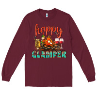 Burgundy Happy Glamper Camp Long Sleeve Tee - BundleAndBundleShop