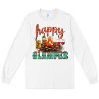 White Happy Glamper Camp Long Sleeve Tee - BundleAndBundleShop