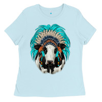 Baby Blue holstein indian headdress Ladies Tee - JahusDesignShop