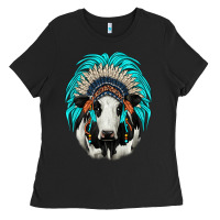 Black holstein indian headdress Ladies Tee - JahusDesignShop