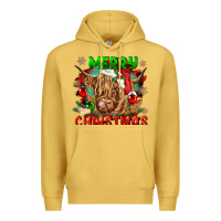 Antique Gold merry christmas cow Premium Hoodie - CowGirlArtShop