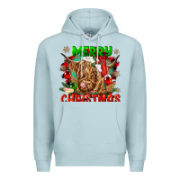 Blue Mist merry christmas cow Premium Hoodie - CowGirlArtShop