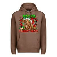 Chestnut merry christmas cow Premium Hoodie - CowGirlArtShop