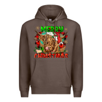 Coffee merry christmas cow Premium Hoodie - CowGirlArtShop