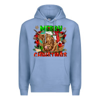 Colony Blue merry christmas cow Premium Hoodie - CowGirlArtShop