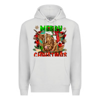 Dove Grey merry christmas cow Premium Hoodie - CowGirlArtShop