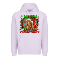 Lilac merry christmas cow Premium Hoodie - CowGirlArtShop