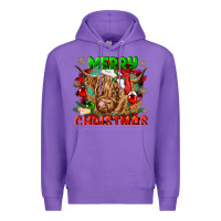 Purple merry christmas cow Premium Hoodie - CowGirlArtShop