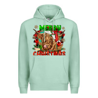 Seafoam merry christmas cow Premium Hoodie - CowGirlArtShop