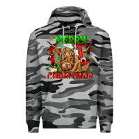 Slate Camo merry christmas cow Premium Hoodie - CowGirlArtShop