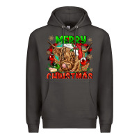 Smoke merry christmas cow Premium Hoodie - CowGirlArtShop