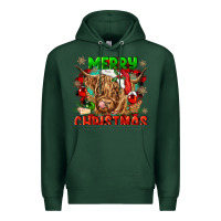 Sports Green merry christmas cow Premium Hoodie - CowGirlArtShop