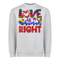 Heather Grey Love İs a Human Right Heavyweight Sweatshirt - BundleAndBundleShop
