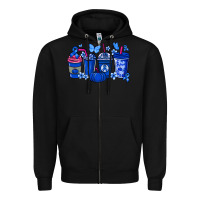 Black Colon Cancer coffee cups blue ribbon Zipper Hoodie - NancyCooperArtShop