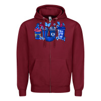 Burgundy Colon Cancer coffee cups blue ribbon Zipper Hoodie - NancyCooperArtShop