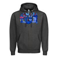 Charcoal Heather Colon Cancer coffee cups blue ribbon Zipper Hoodie - NancyCooperArtShop