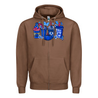 Chestnut Colon Cancer coffee cups blue ribbon Zipper Hoodie - NancyCooperArtShop