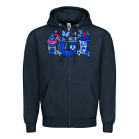 Navy Colon Cancer coffee cups blue ribbon Zipper Hoodie - NancyCooperArtShop