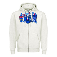 Oatmeal Heather Colon Cancer coffee cups blue ribbon Zipper Hoodie - NancyCooperArtShop
